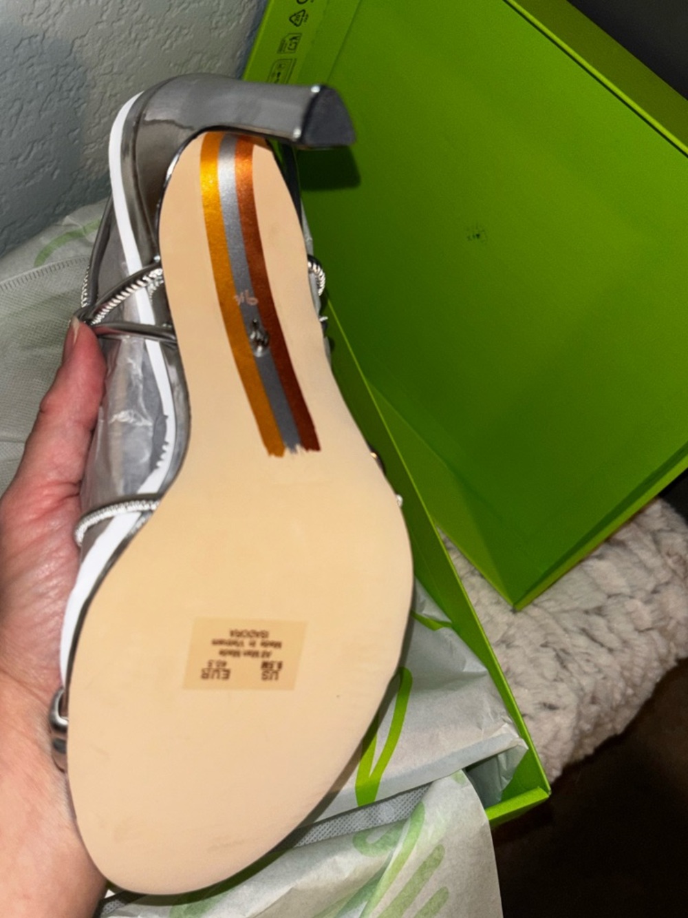 2/$120 SAM EDeLMAN NIB Silver Isadora Ankle Strap Sandal, Metallic Heels - Picture 8 of 16